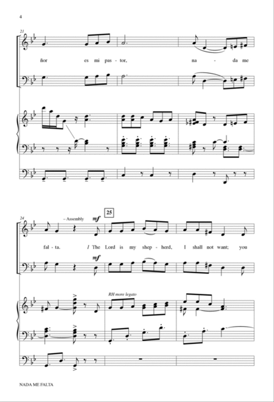 Nada me falta: Psalm 23 4-Part scores gallery preview page 4