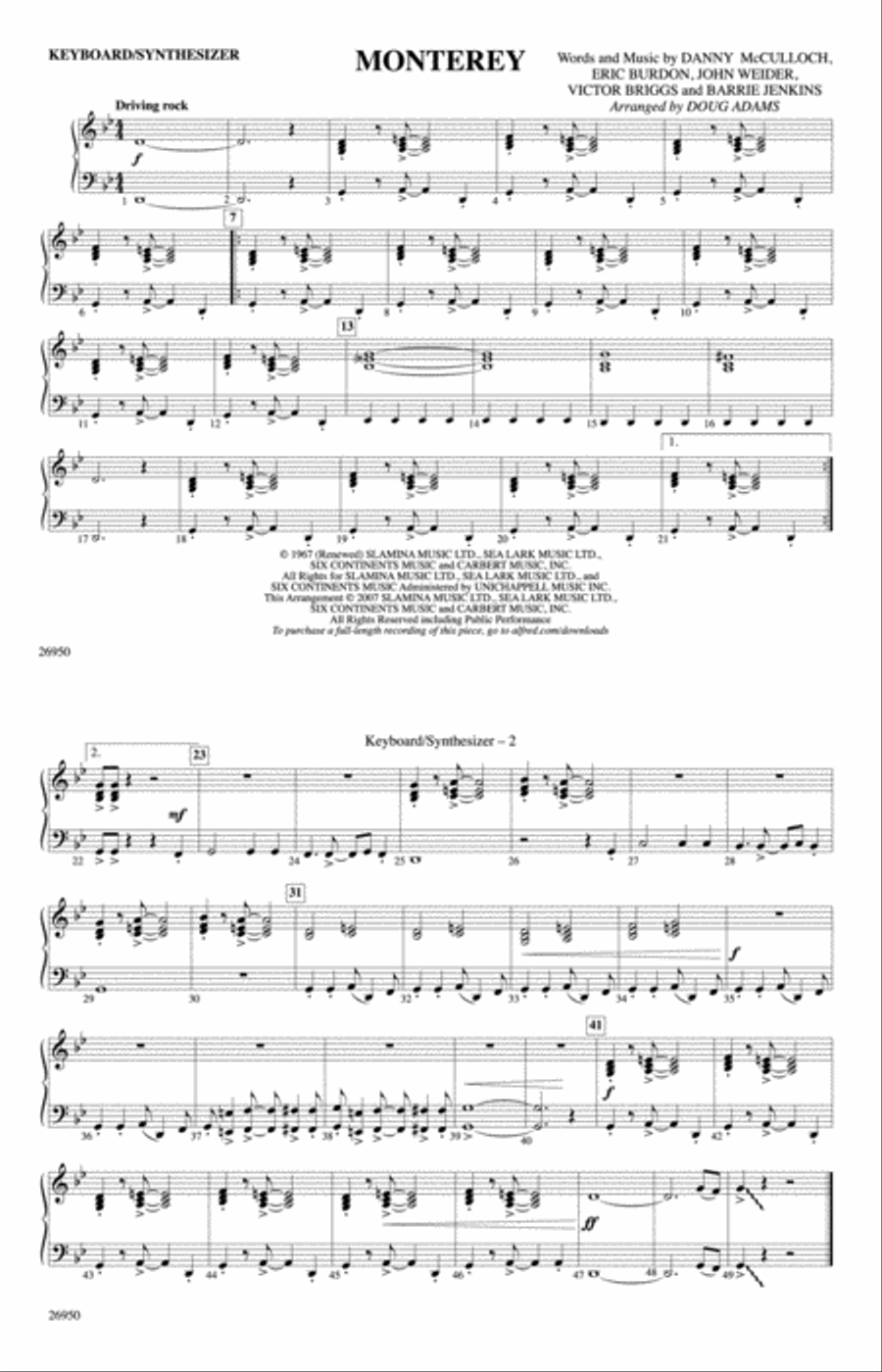 Monterey: Keyboard/Synthesizer Marching Band scores gallery preview page 1