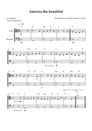 America The Beautiful - duet for Viola and Bassoon (+CHORDS)