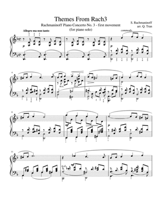Themes From Rach3 - Rachmaninoff Piano Concerto No 3 - 1st movement - Piano Solo Arrangement