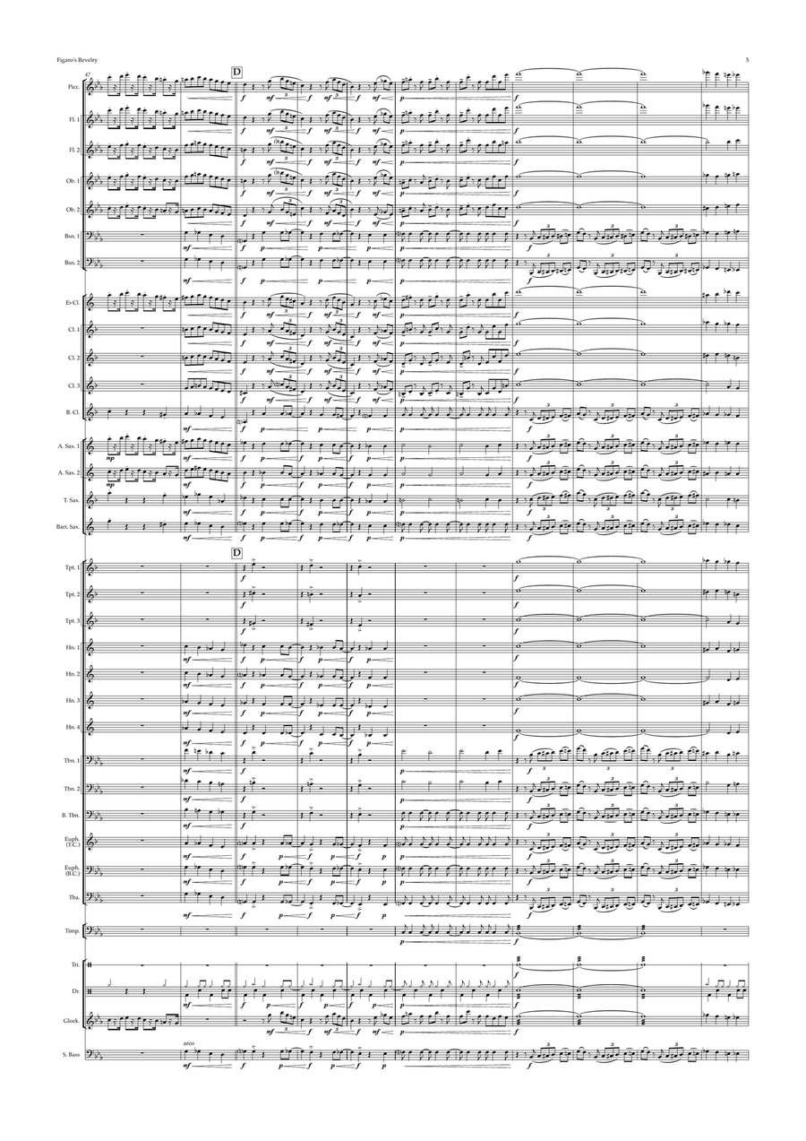 Figaro’s Revelry - The morning after the night before ... based on The Marriage of Figaro Overture Concert Band scores gallery preview page 5