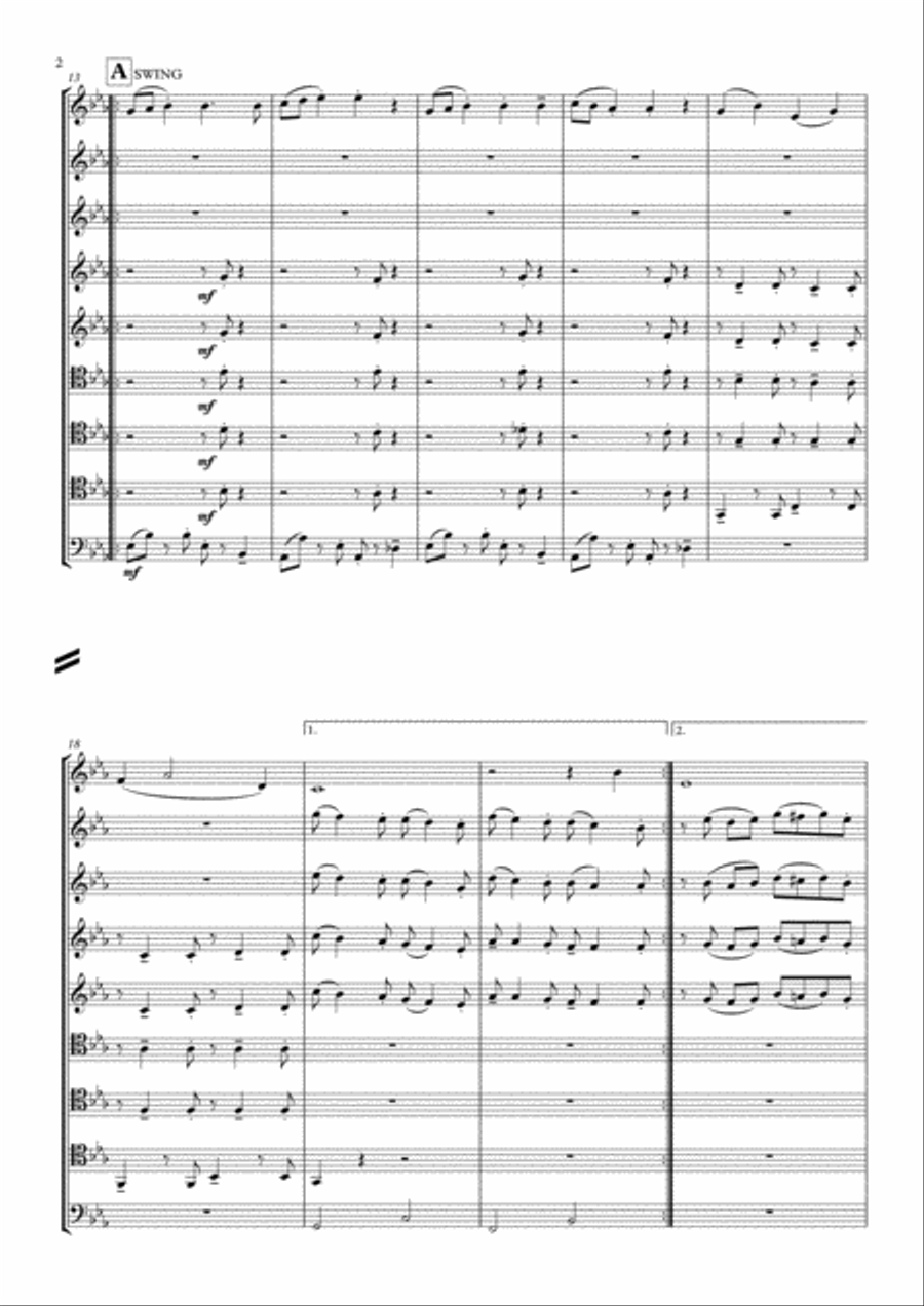Santa Claus Is Comin' To Town Brass Ensemble scores gallery preview page 2