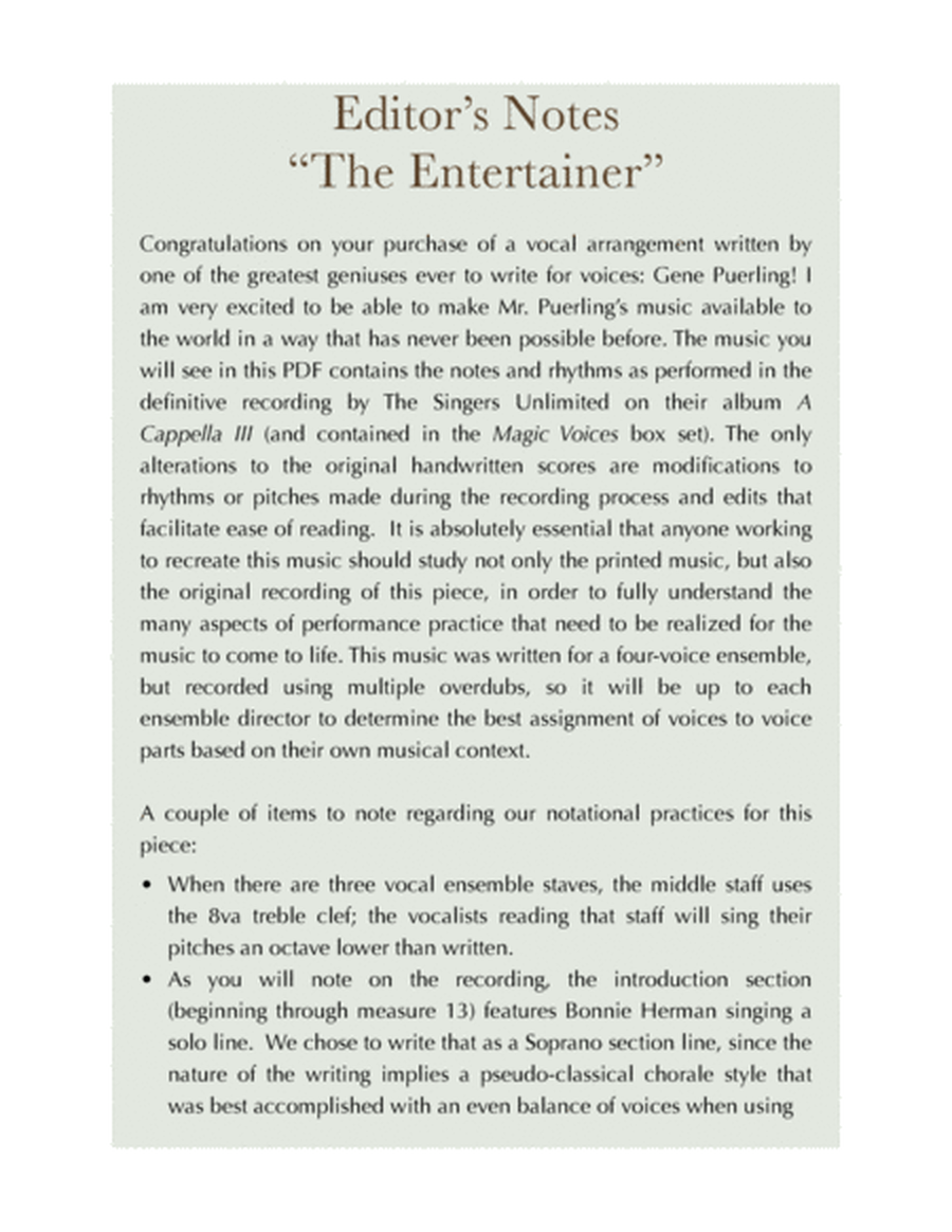 The Entertainer - SSATBB A Cappella image number null