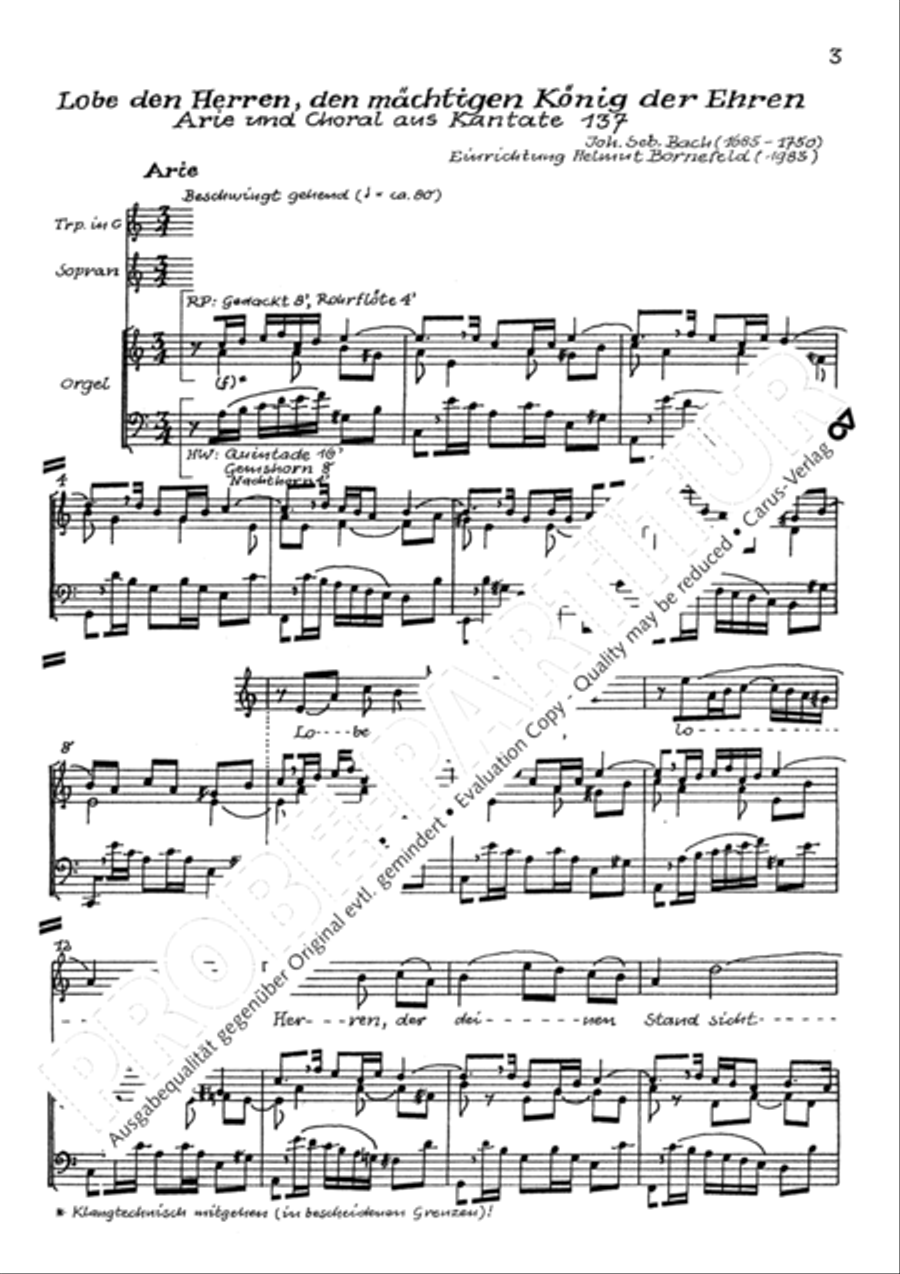 Praise ye, Almighty God, King and our ruler exalted (Lobe den Herren, den machtigen Konig) Tenor Voice scores gallery preview page 8