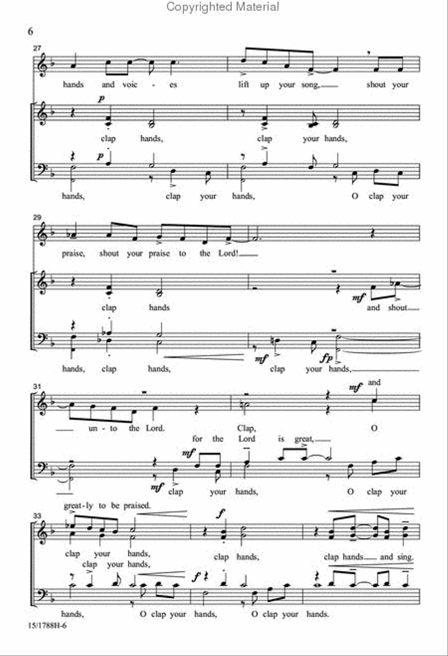 O Clap Your Hands 4-Part scores gallery preview page 5