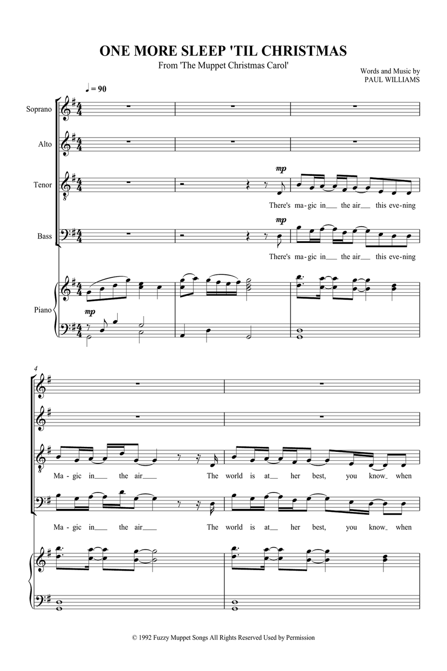 One More Sleep 'til Christmas 4-Part scores gallery preview page 1