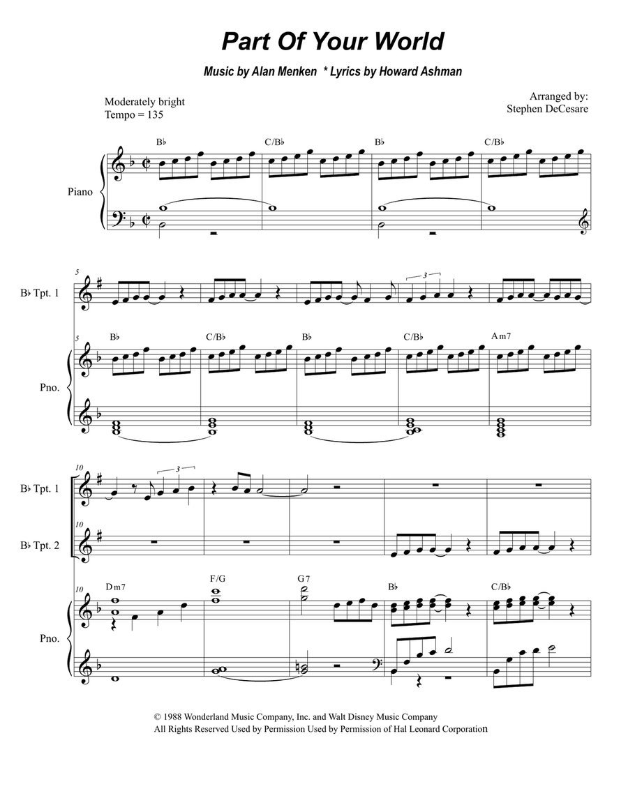 Part Of Your World Trumpet Duet scores gallery preview page 1