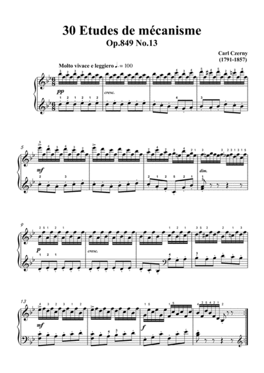 Czerny-30 Etudes de mécanisme,Op.849 No.13,Moderato vivace e leggiero in B flat Major,for Piano image number null