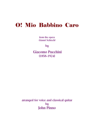 Book cover for O! Mio Babbino Caro for voice and classical guitar