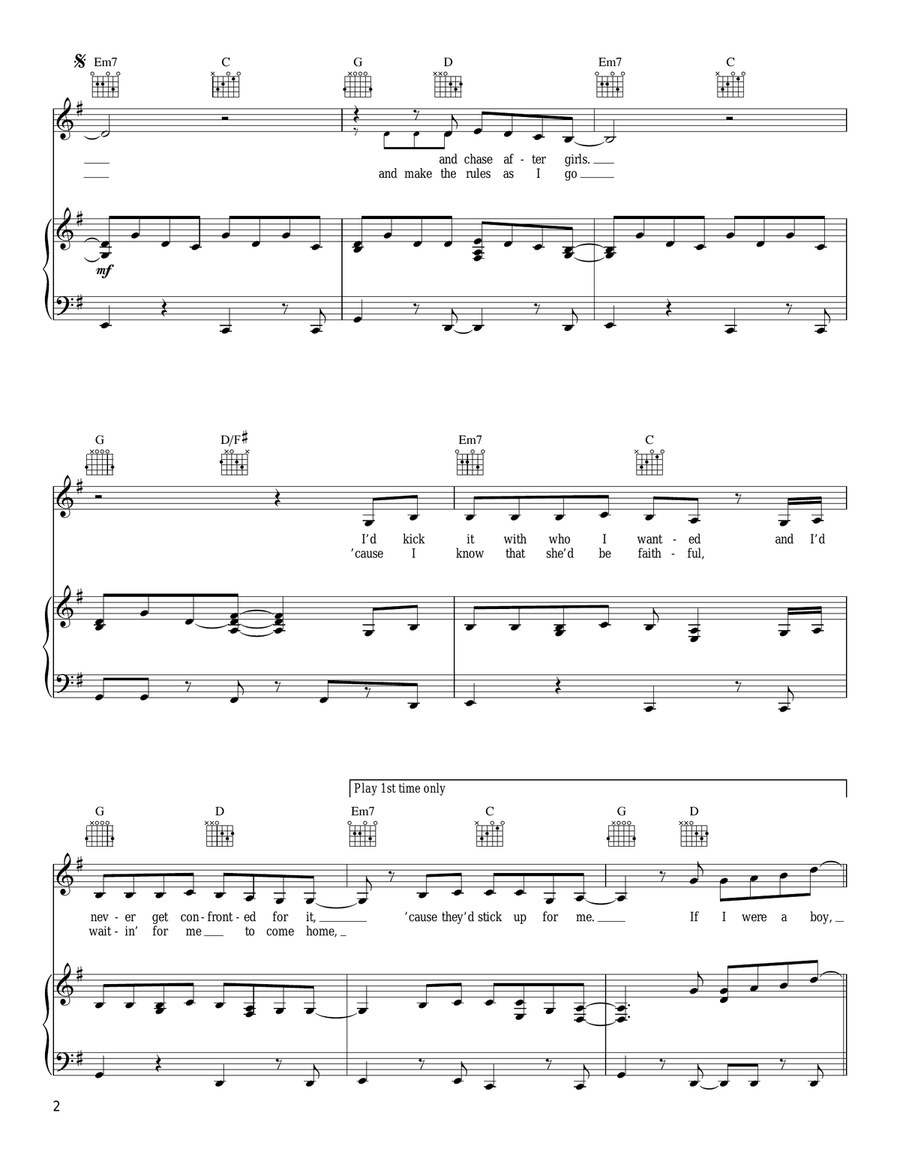 If I Were A Boy Piano, Vocal, Guitar scores gallery preview page 2