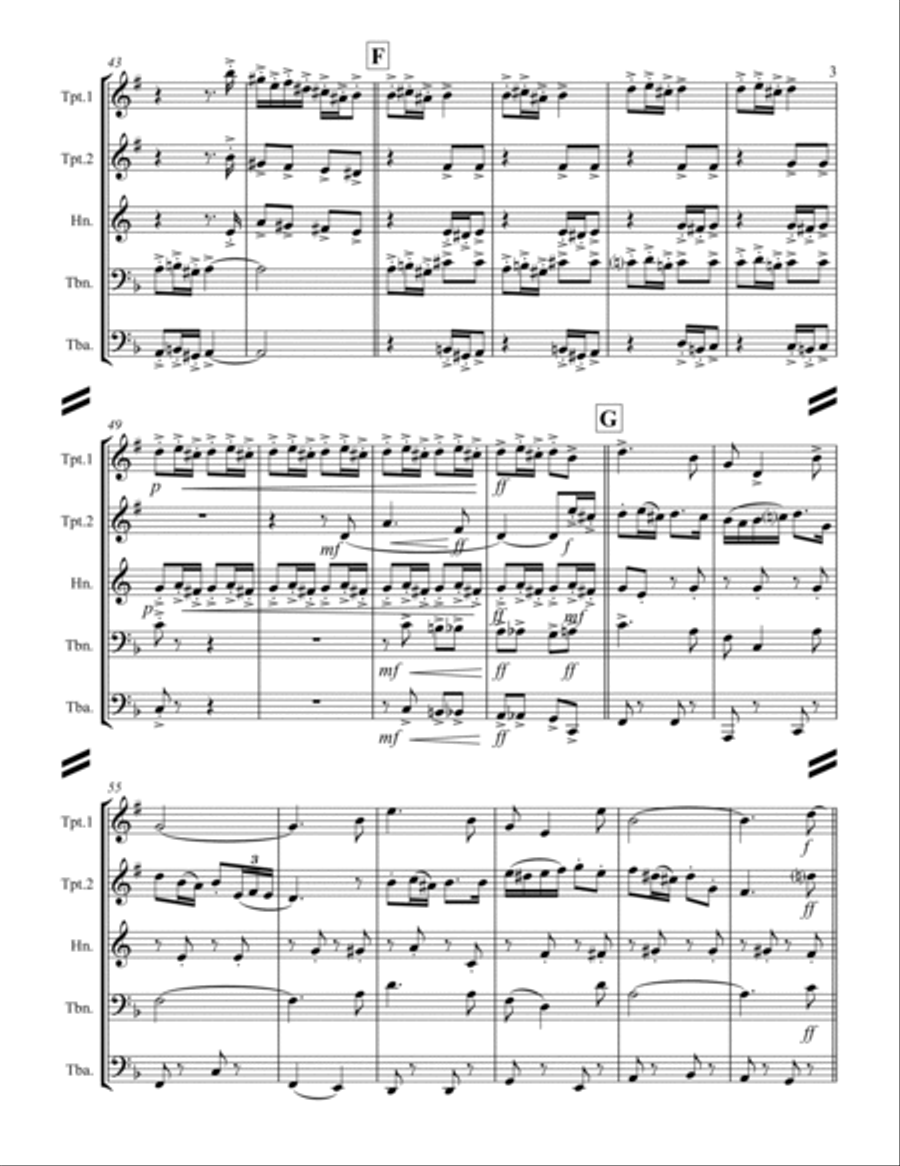 Valdres March (for Brass Quintet) Brass Quintet scores gallery preview page 4