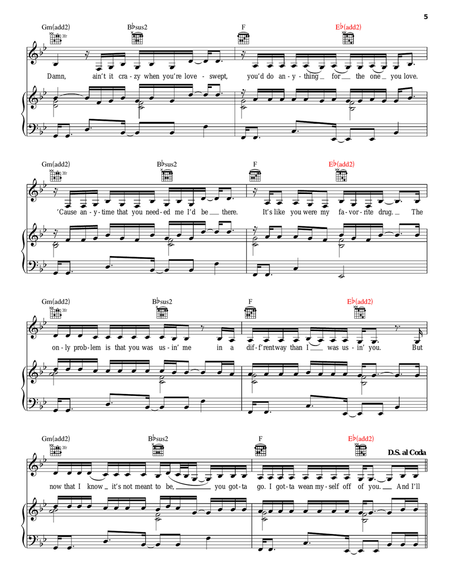 Rehab Piano, Vocal, Guitar scores gallery preview page 5