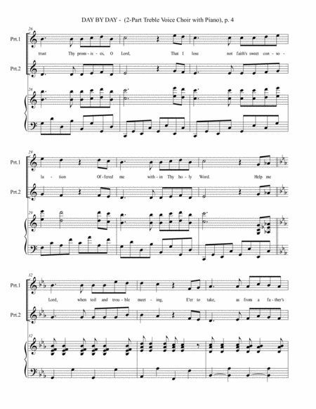 DAY BY DAY (2-Part Treble Voice Choir with Piano - Score & Choir Part included) image number null