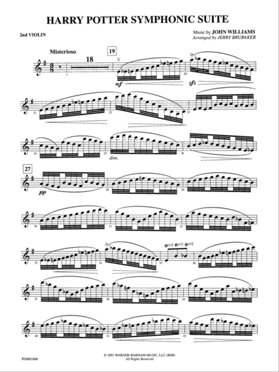 Harry Potter Symphonic Suite: 2nd Violin Full Orchestra scores gallery preview page 1