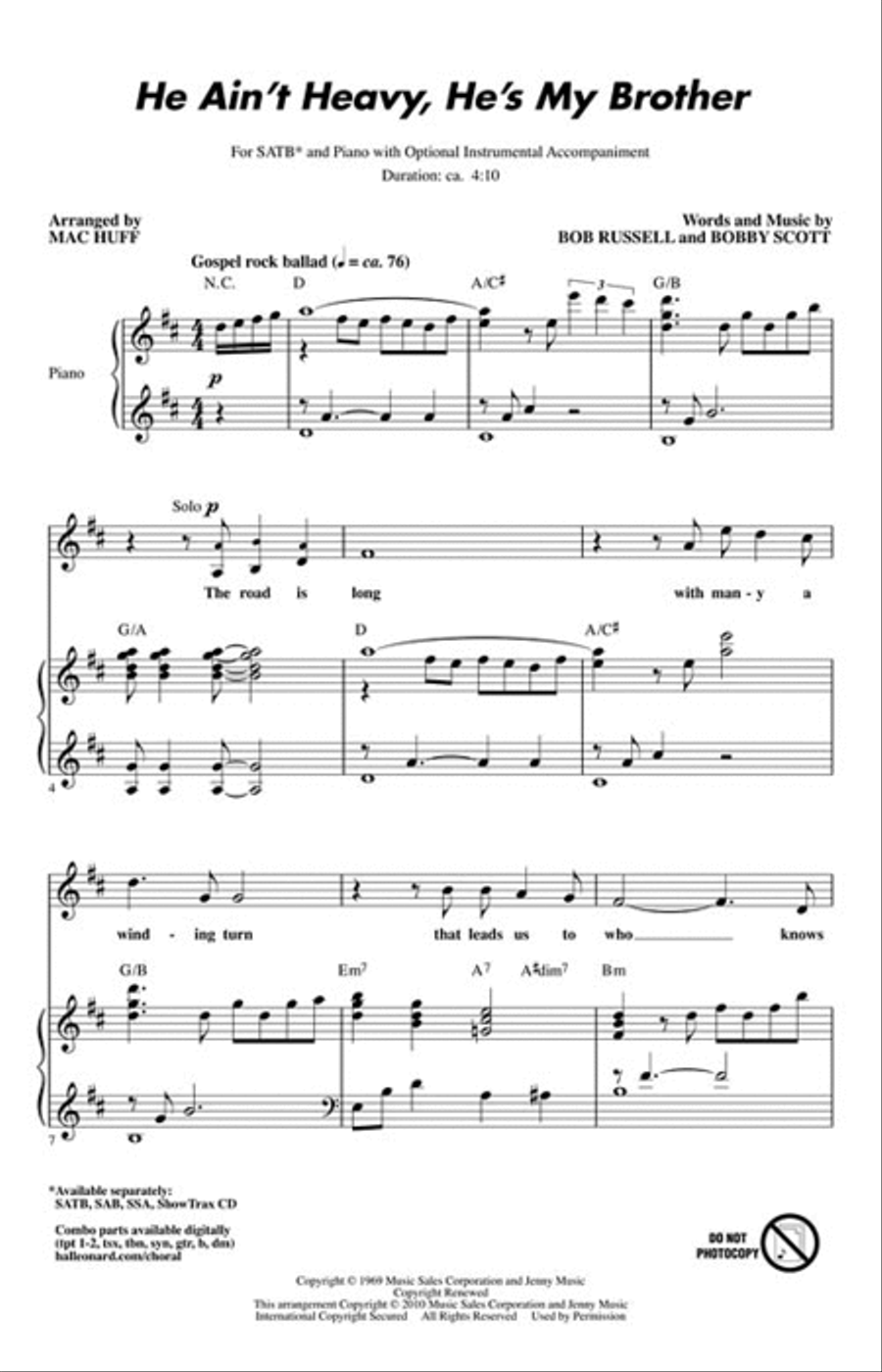 He Ain't Heavy, He's My Brother Choir scores gallery preview page 2