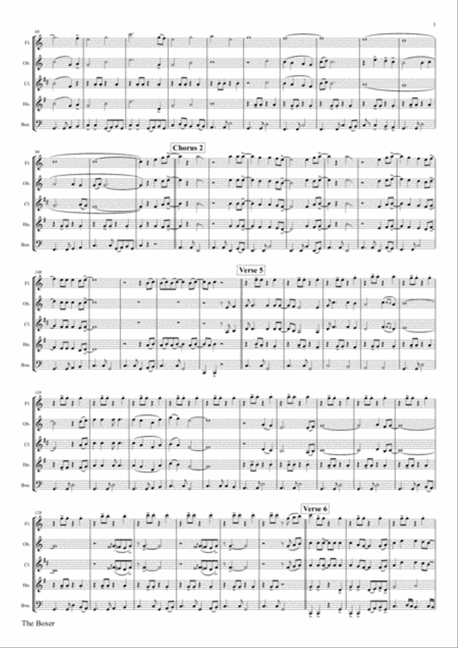 The Boxer The Boxer Woodwind Quintet scores gallery preview page 3