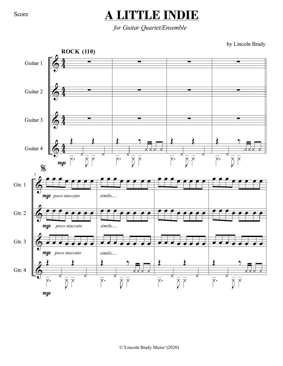 A LITTLE INDIE (ROCK)- Guitar Ensemble Guitar Ensemble scores gallery preview page 3
