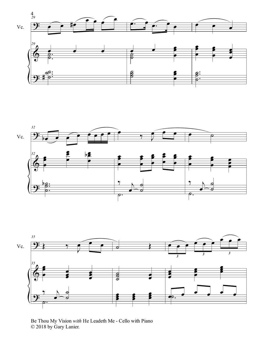 BE THOU MY VISION with HE LEADETH ME (Cello with Piano - Instrument Part included) Piano scores gallery preview page 5