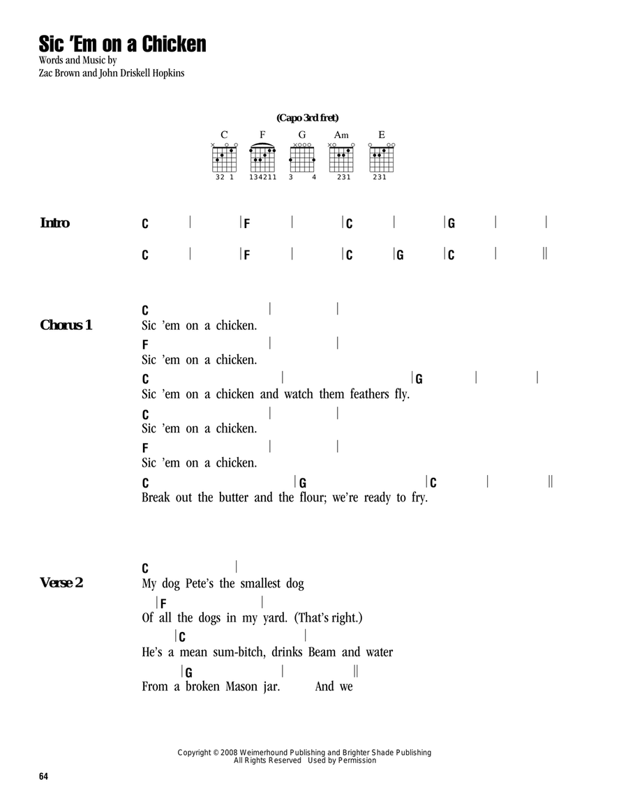 Sic 'Em On A Chicken Acoustic Guitar scores gallery preview page 1