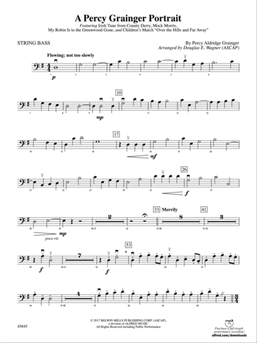 A Percy Grainger Portrait: String Bass String Orchestra scores gallery preview page 1