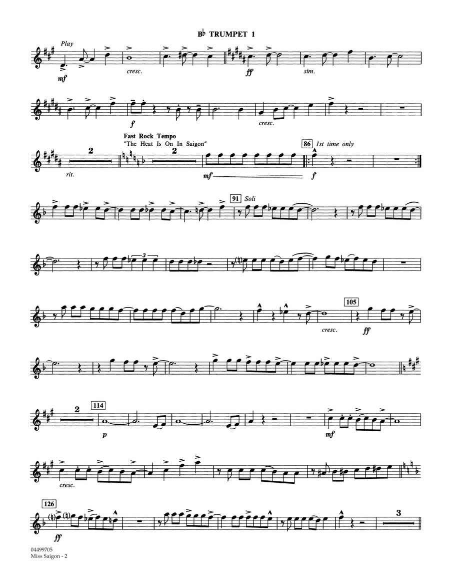 Miss Saigon (arr. Calvin Custer) - Bb Trumpet 1 Full Orchestra scores gallery preview page 2