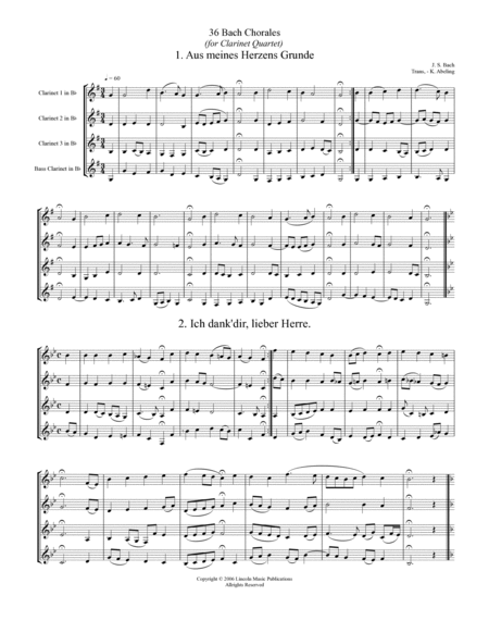 Bach Four-Part Chorales - 36 in Set (for Clarinet) image number null