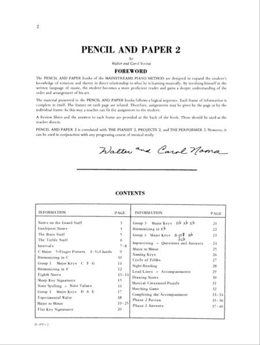 Mainstreams - Pencil and Paper 2 Piano Method scores gallery preview page 2