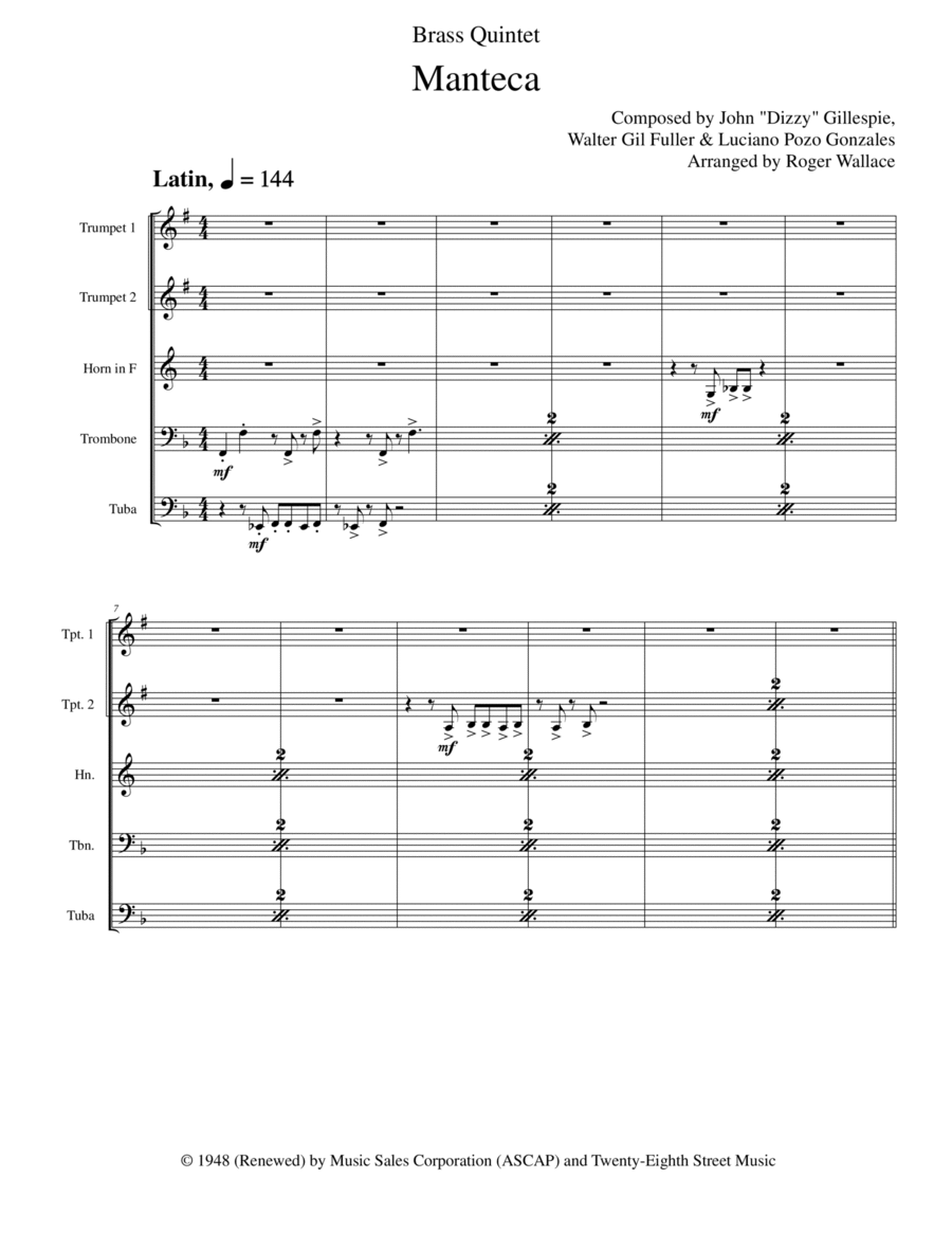 Manteca Brass Quintet scores gallery preview page 1