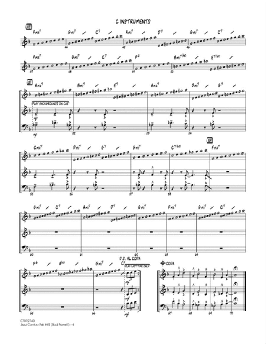 Jazz Combo Pak #42 (Bud Powell) - C Instruments Jazz Ensemble scores gallery preview page 4