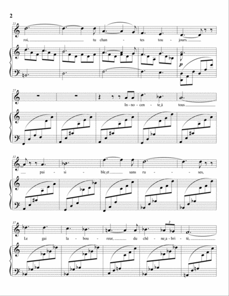 CHAUSSON: La cigale (transposed to D dorian, no sharps or flats) Voice scores gallery preview page 3
