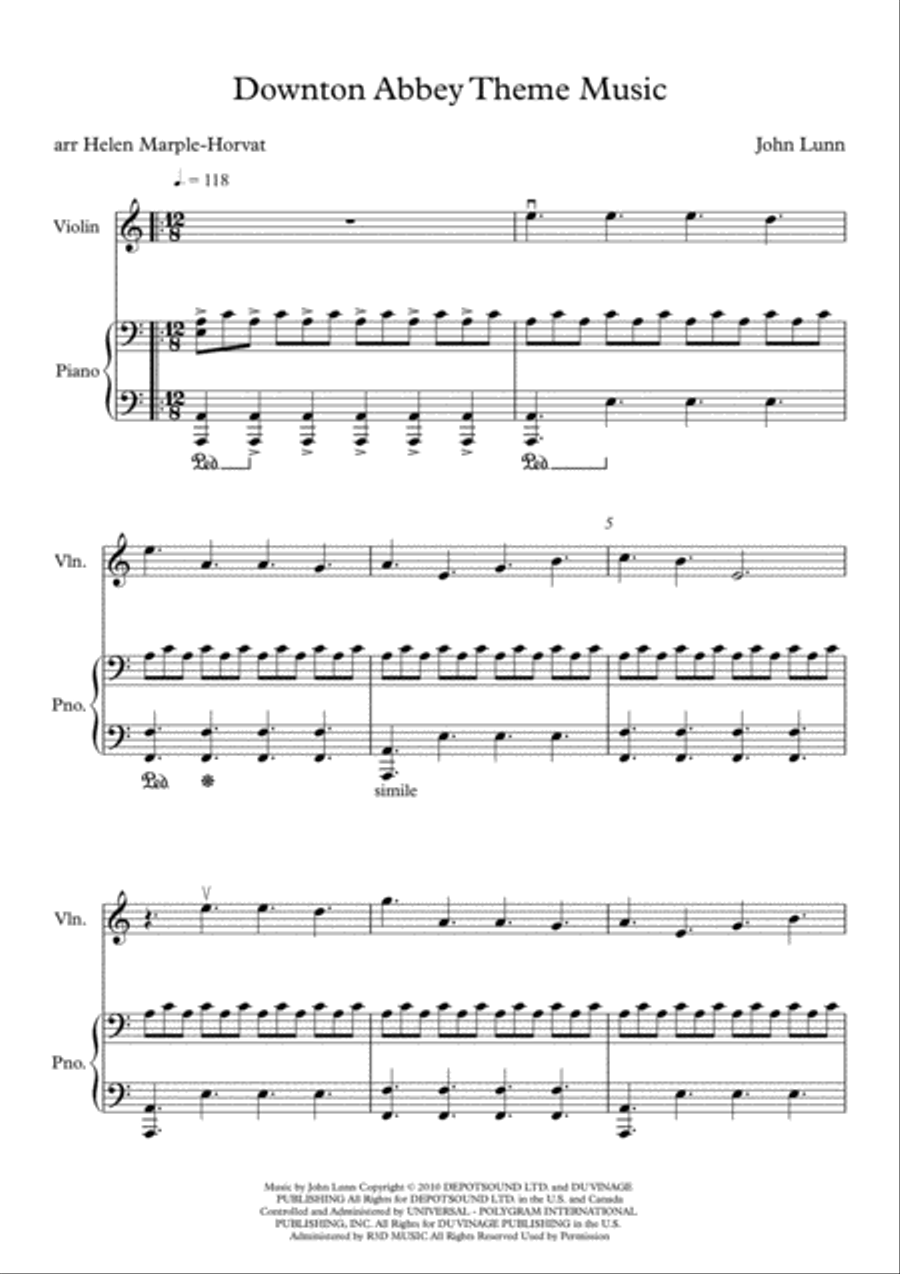 Downton Abbey (theme) Violin Solo scores gallery preview page 4