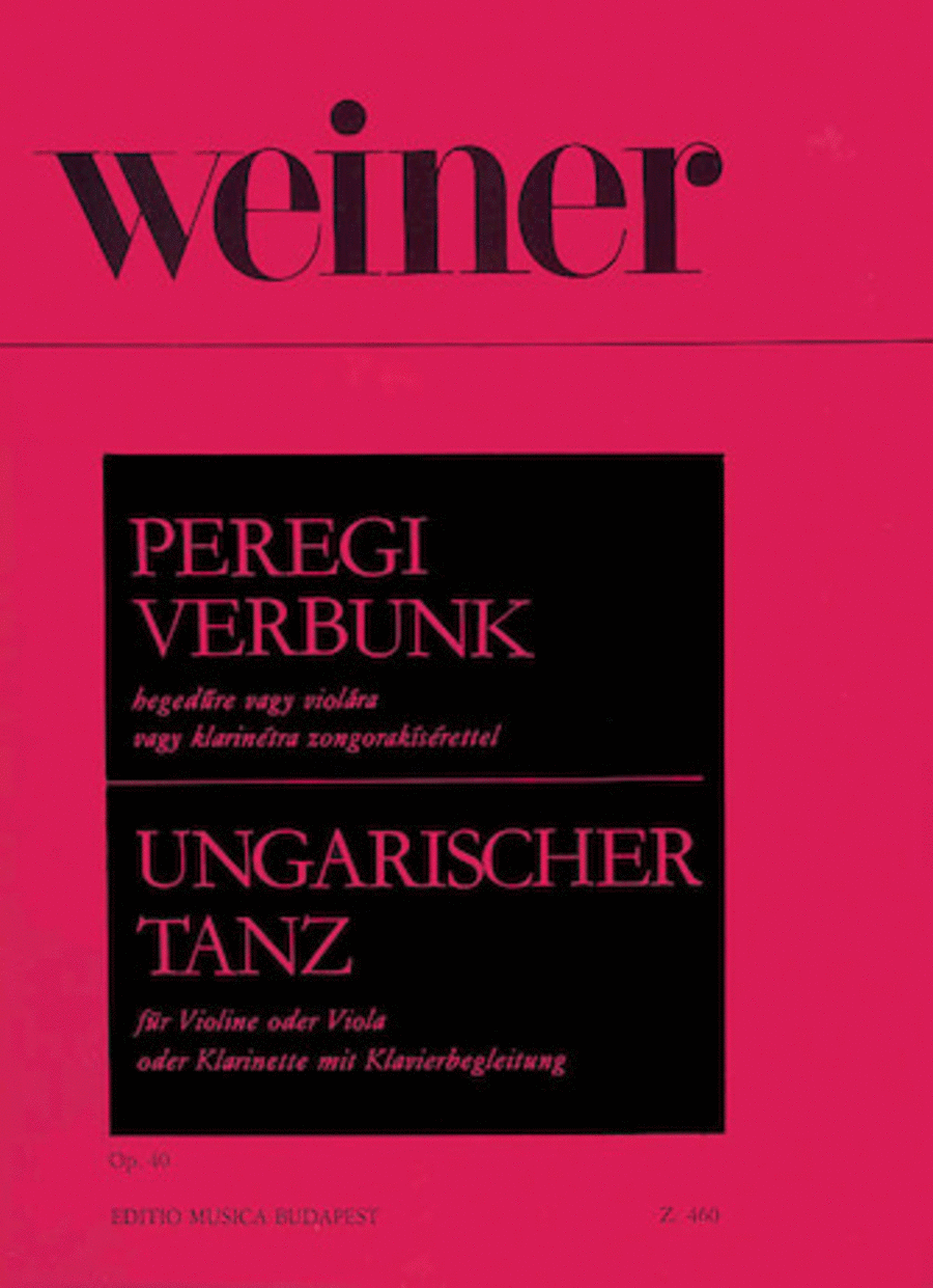 Peregi Verbunk Op. 40 for Violin, Viola or Clarinet and Piano Clarinet scores gallery preview page 1
