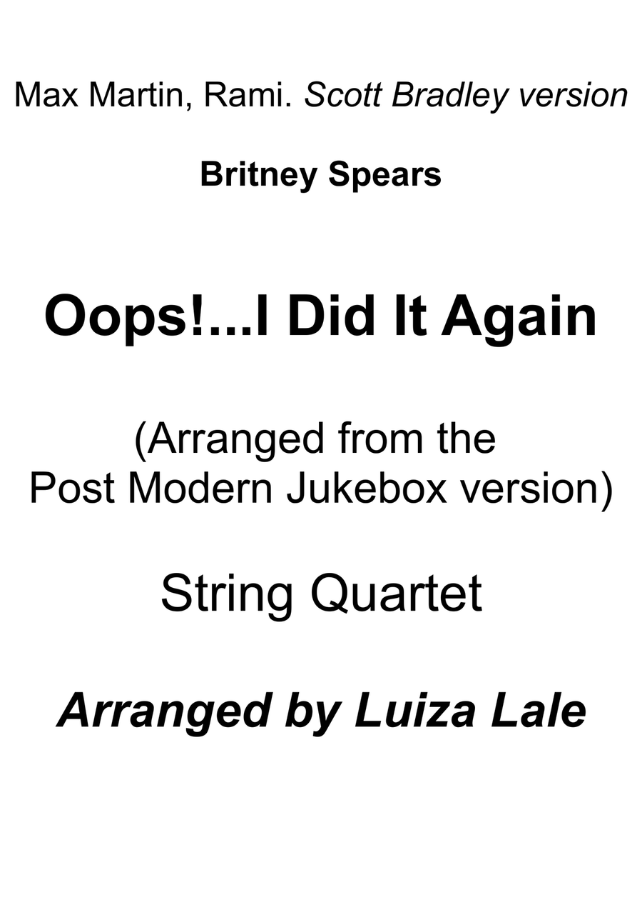 Oops!...I Did It Again String Quartet scores gallery preview page 1