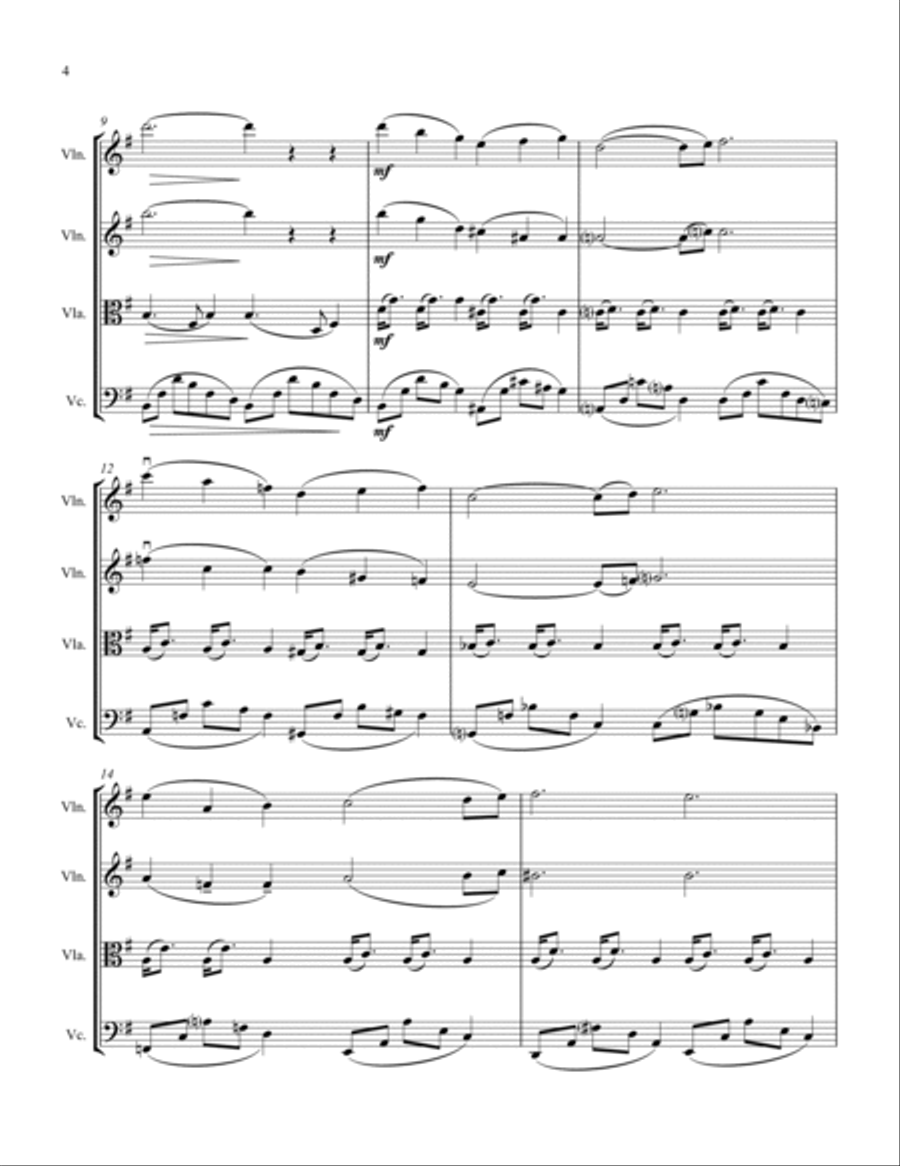THE SWAN, LE CYGNE from 'Carnival of the Animals' for STRING QUARTET String Quartet scores gallery preview page 6