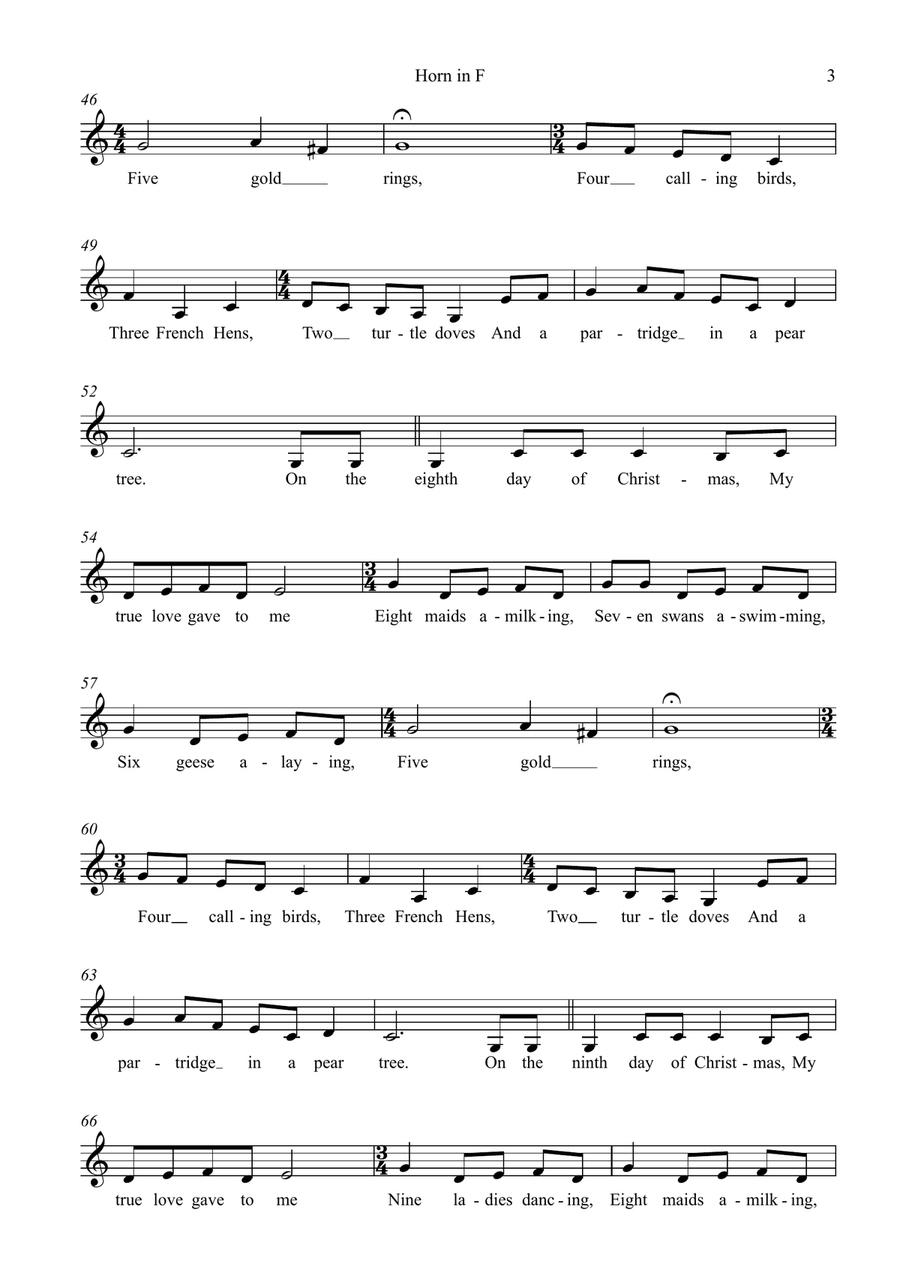 The Twelve Days of Christmas Horn Solo scores gallery preview page 3