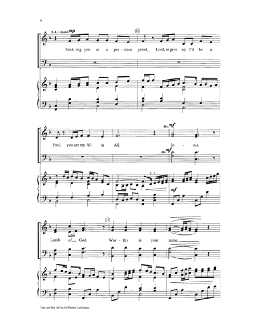 You Are My All in All/Fairest Lord Jesus 4-Part scores gallery preview page 4