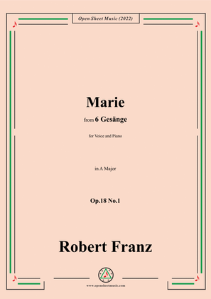 Book cover for Franz-Marie,in A Major,Op.18 No.1,for Voice and Piano