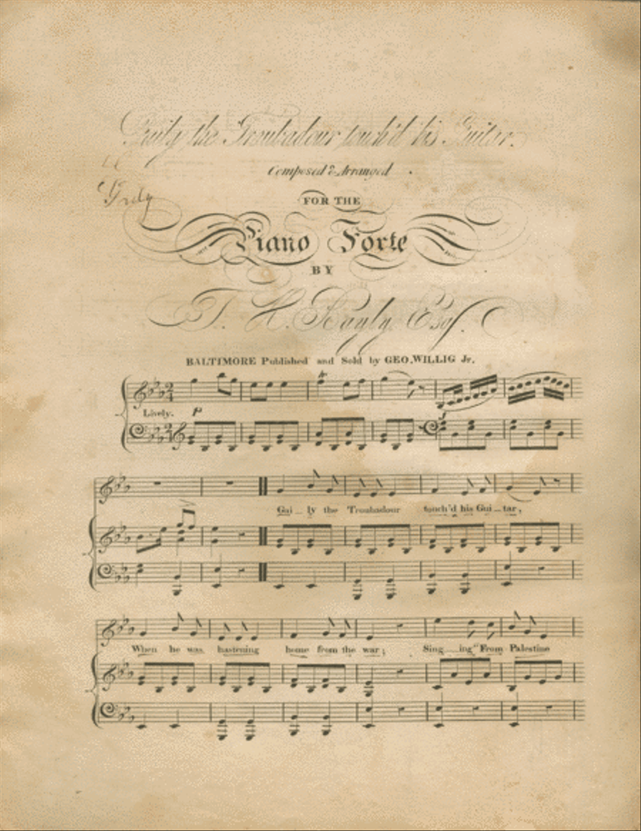 Gaily the Troubadour touch'd his Guitar Voice scores gallery preview page 1