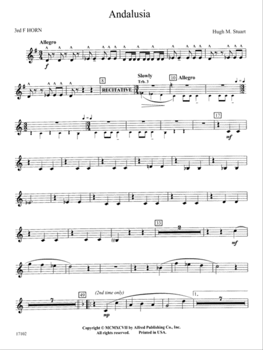 Andalusia: 3rd F Horn Andalusia: 3rd F Horn Concert Band scores gallery preview page 1