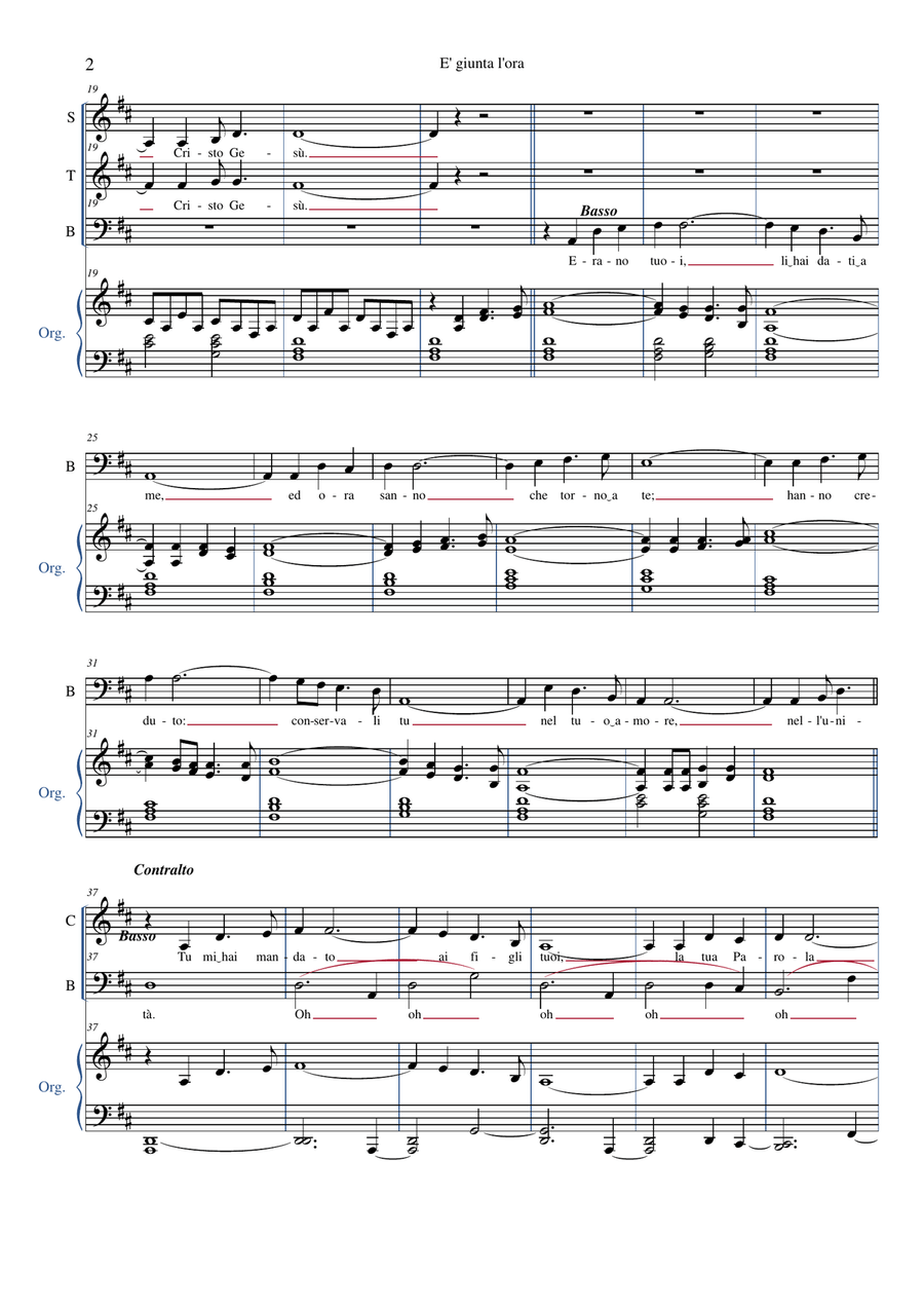 E' giunta l'ora (The water is wide) 4-Part scores gallery preview page 2