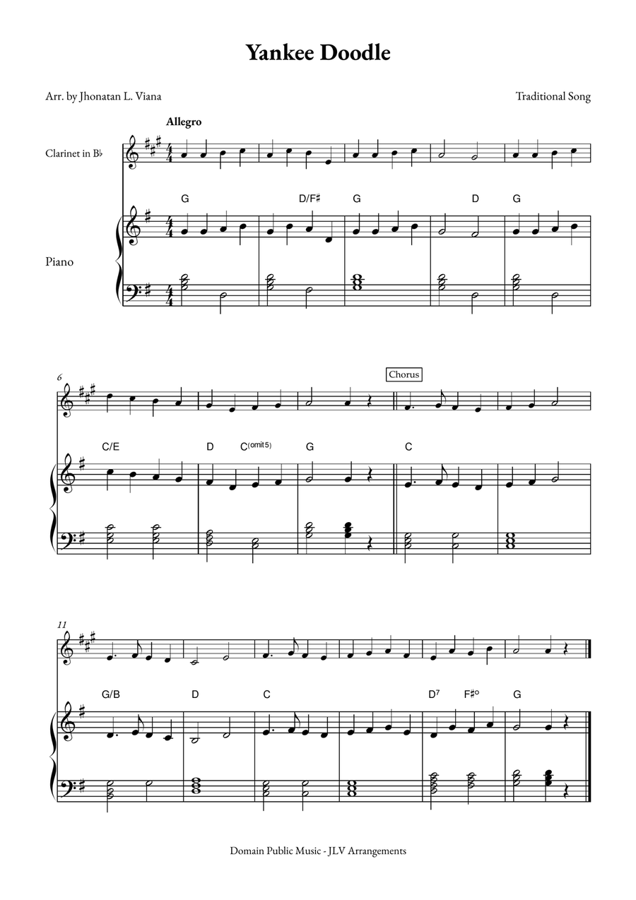 Yanke Doodle B-Flat Clarinet scores gallery preview page 1