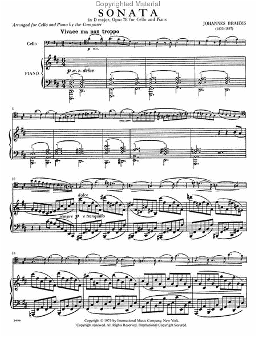 Sonata In D Major, Opus 78. Transcribed By Brahms Piano Accompaniment scores gallery preview page 2