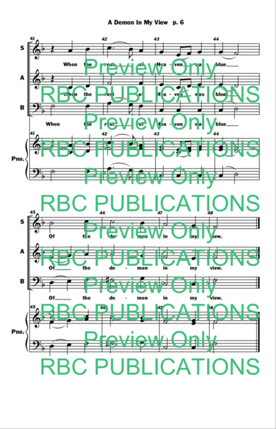 A Demon In My View (SAB) A Demon In My View (SAB) 3-Part scores gallery preview page 8