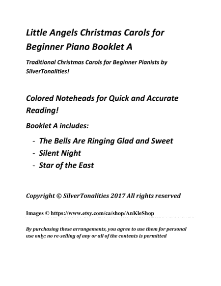 Little Angels Christmas Carols for Beginner Piano Booklet A