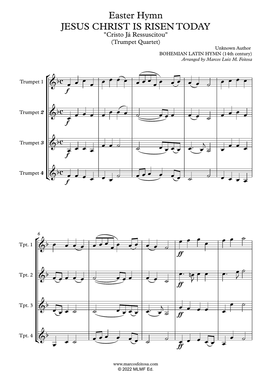 Easter Hymn (Jesus Christ is Risen Today) - Trumpet Quartet Brass Quartet scores gallery preview page 3