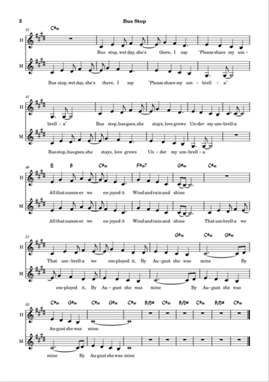 Bus Stop Classical Guitar scores gallery preview page 2