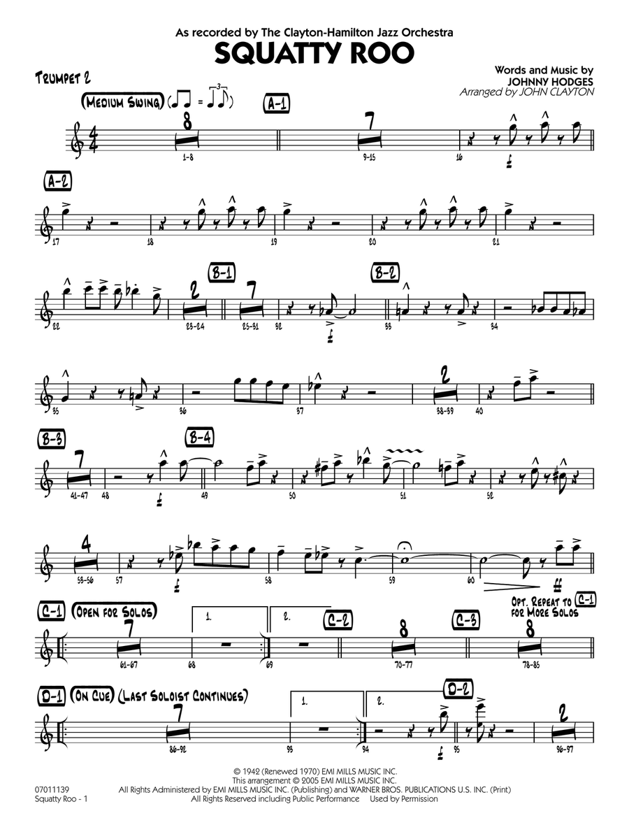 Squatty Roo (arr. John Clayton) - Trumpet 2