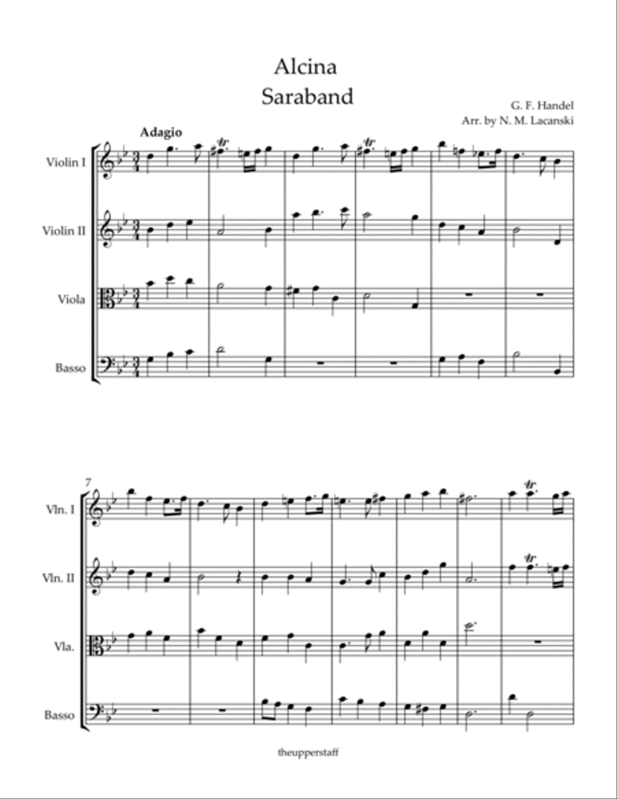 Alcina Saraband Alcina Saraband String Orchestra scores gallery preview page 2