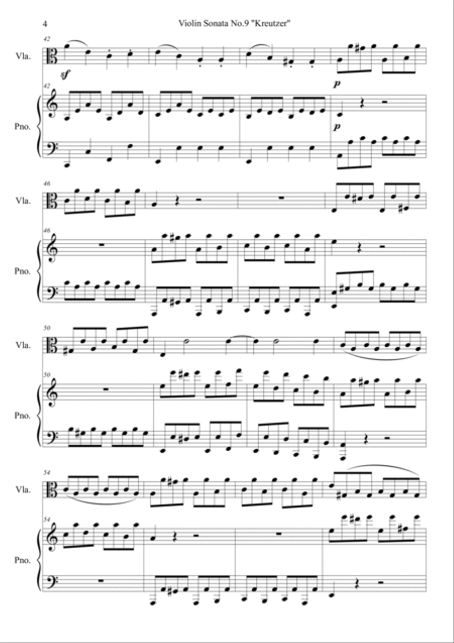 Violin sonata no.9 op.47 'Kreutzer' Viola scores gallery preview page 4