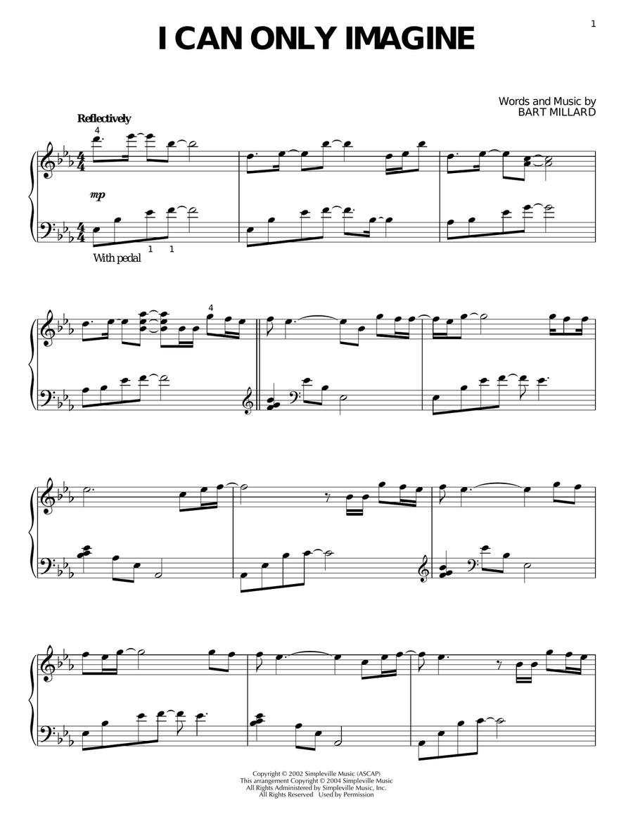 I Can Only Imagine Piano Solo scores gallery preview page 1